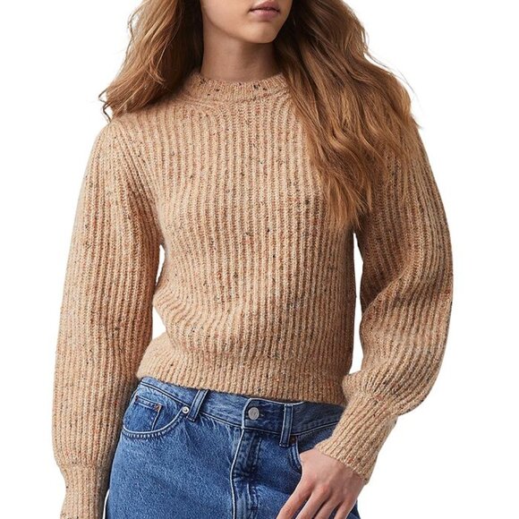 French Connection Natalya Ribbed Sweater Camel Multicolor - Picture 2 of 11